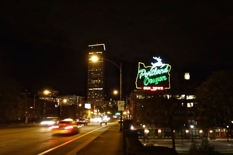 Downtown Portland at night